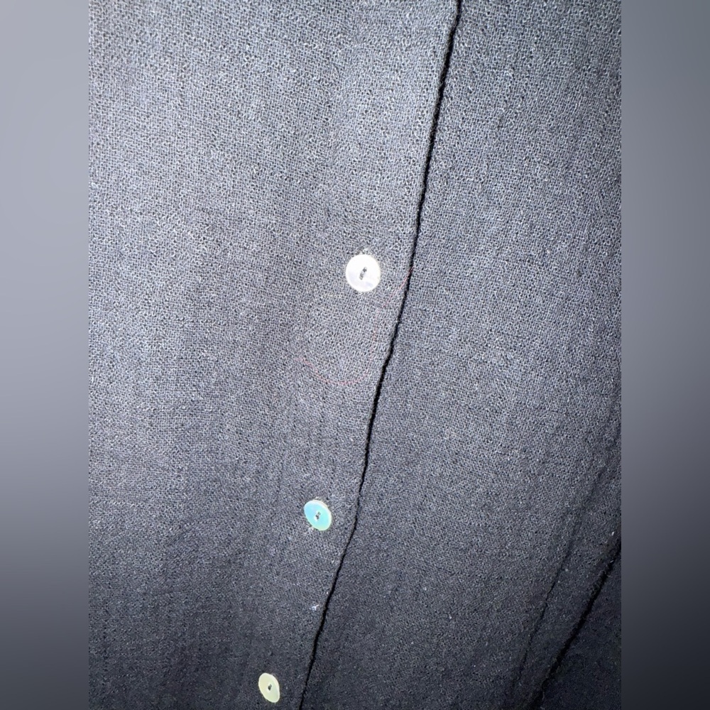 Nanette Lepore|Black Casual Button-Up Top in short sleeve,gauze beachy style•••L - Picture 9 of 13
